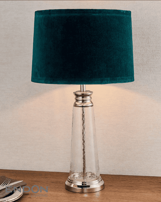 Endon Winslet Teal & Nickel Table Lamp With Shade
