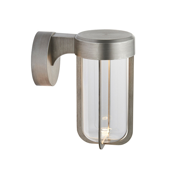 Vesilo Lighting Nautical Outdoor IP44 Brushed Silver & Clear Glass LED Wall Light