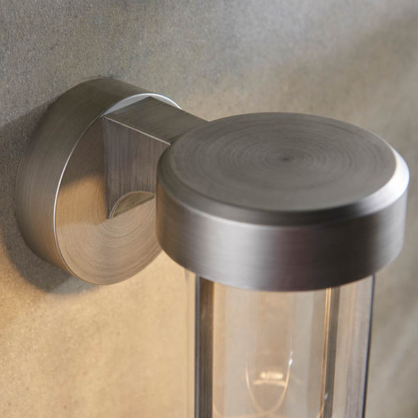 Vesilo Lighting Nautical Outdoor IP44 Brushed Silver & Clear Glass LED Wall Light