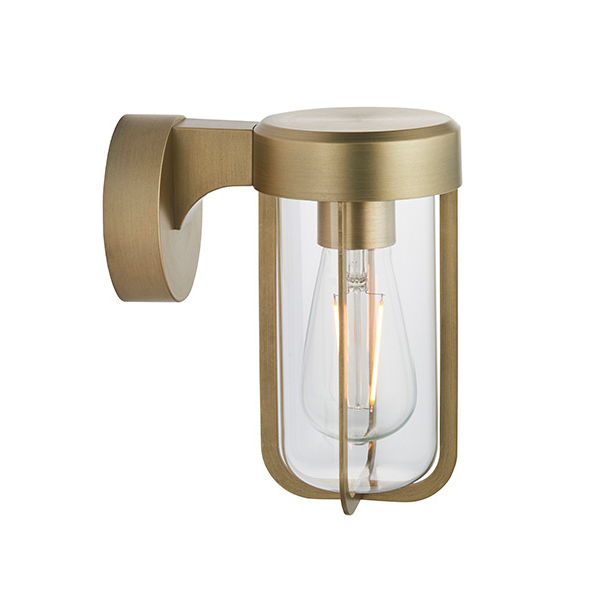 Vesilo Lighting Nautical Outdoor IP44 Brushed Gold & Clear Glass LED Wall Light