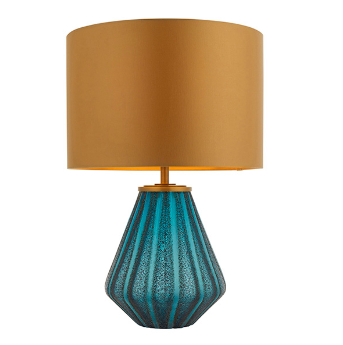 Vesilo Lighting Turquoise Glass Lamp with Gold Shade