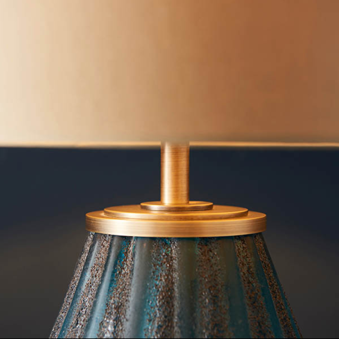 Vesilo Lighting Turquoise Glass Lamp with Gold Shade