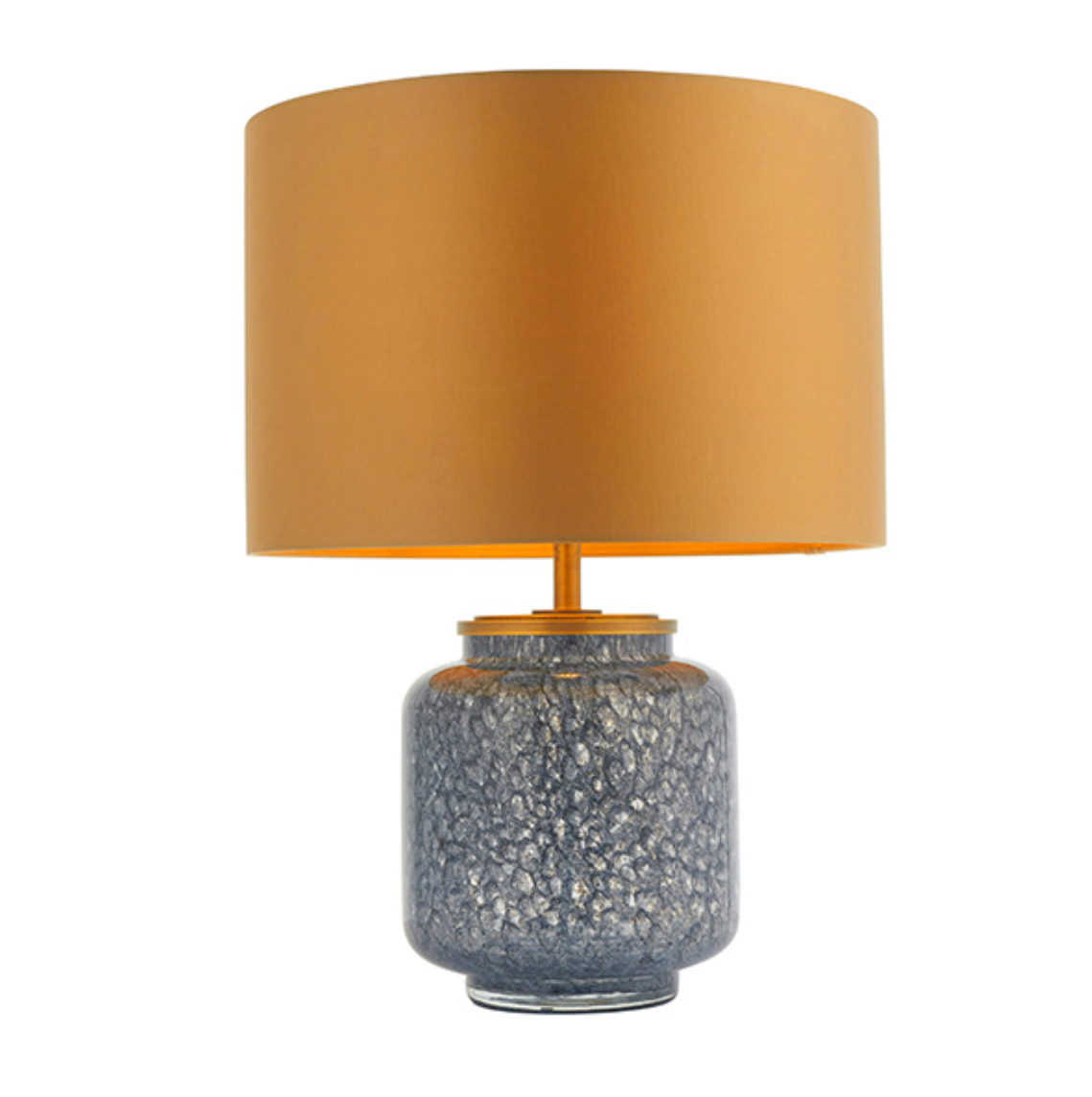 Vesilo Lighting Cobalt Glass Table Light with Gold Shade