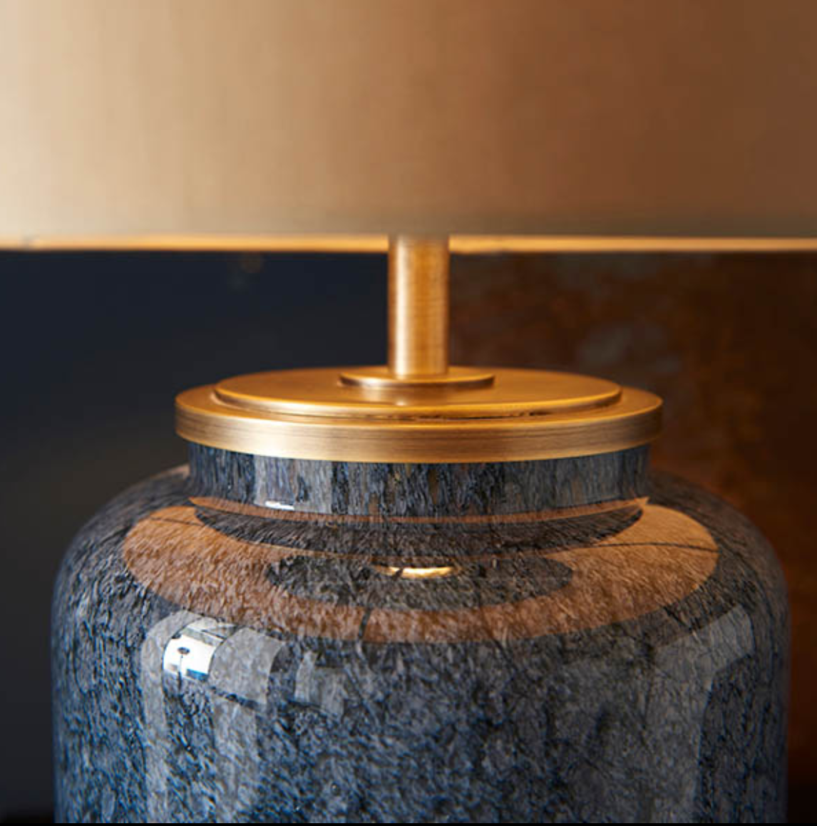 Vesilo Lighting Cobalt Glass Table Light with Gold Shade
