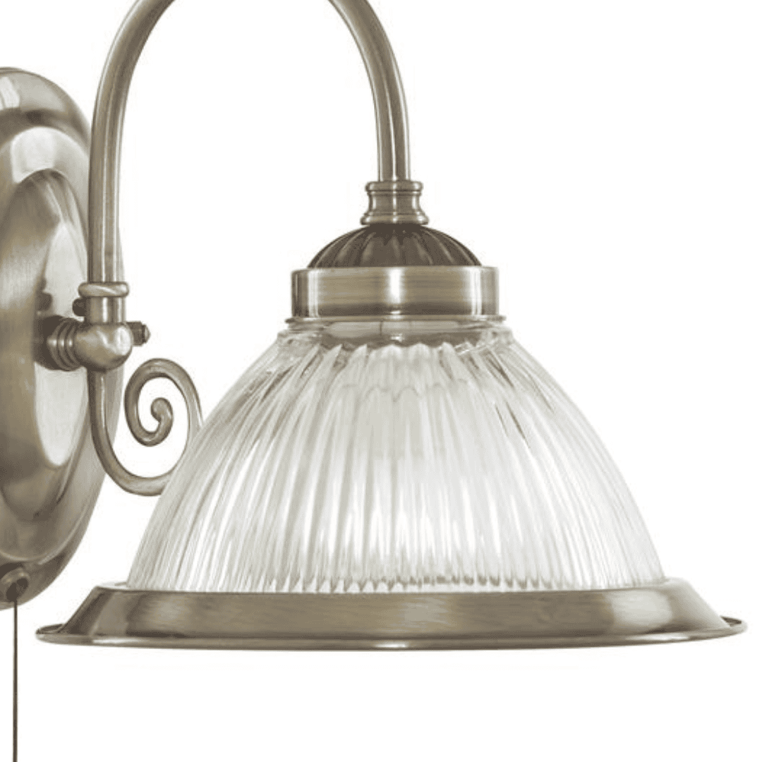 Searchlight American Diner Glass & Antique Brass Wall Light