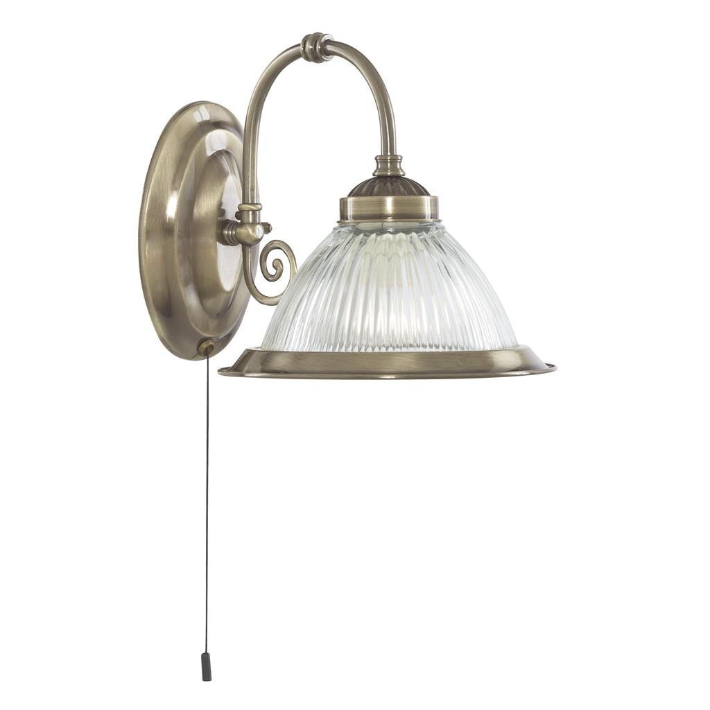 Searchlight American Diner Glass & Antique Brass Wall Light