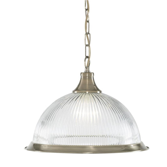 Searchlight American Diner Glass & Antique Brass Pendant