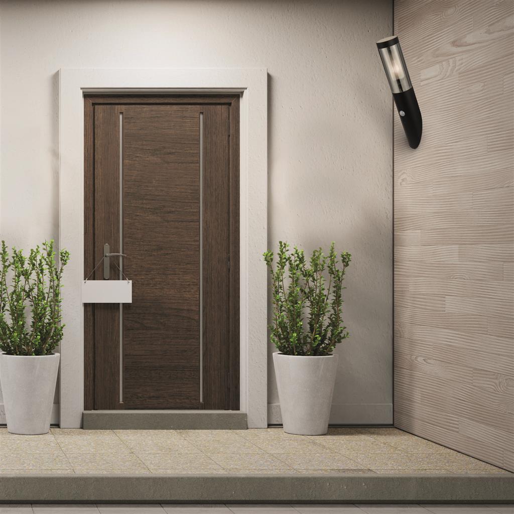 Searchlight Batton Outdoor Black Metal Motion Sensor Wall Light