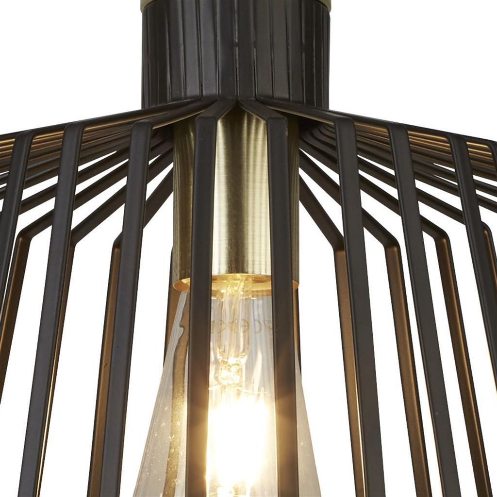 Searchlight Bird Cage Black & Satin Brass Metal Pendant