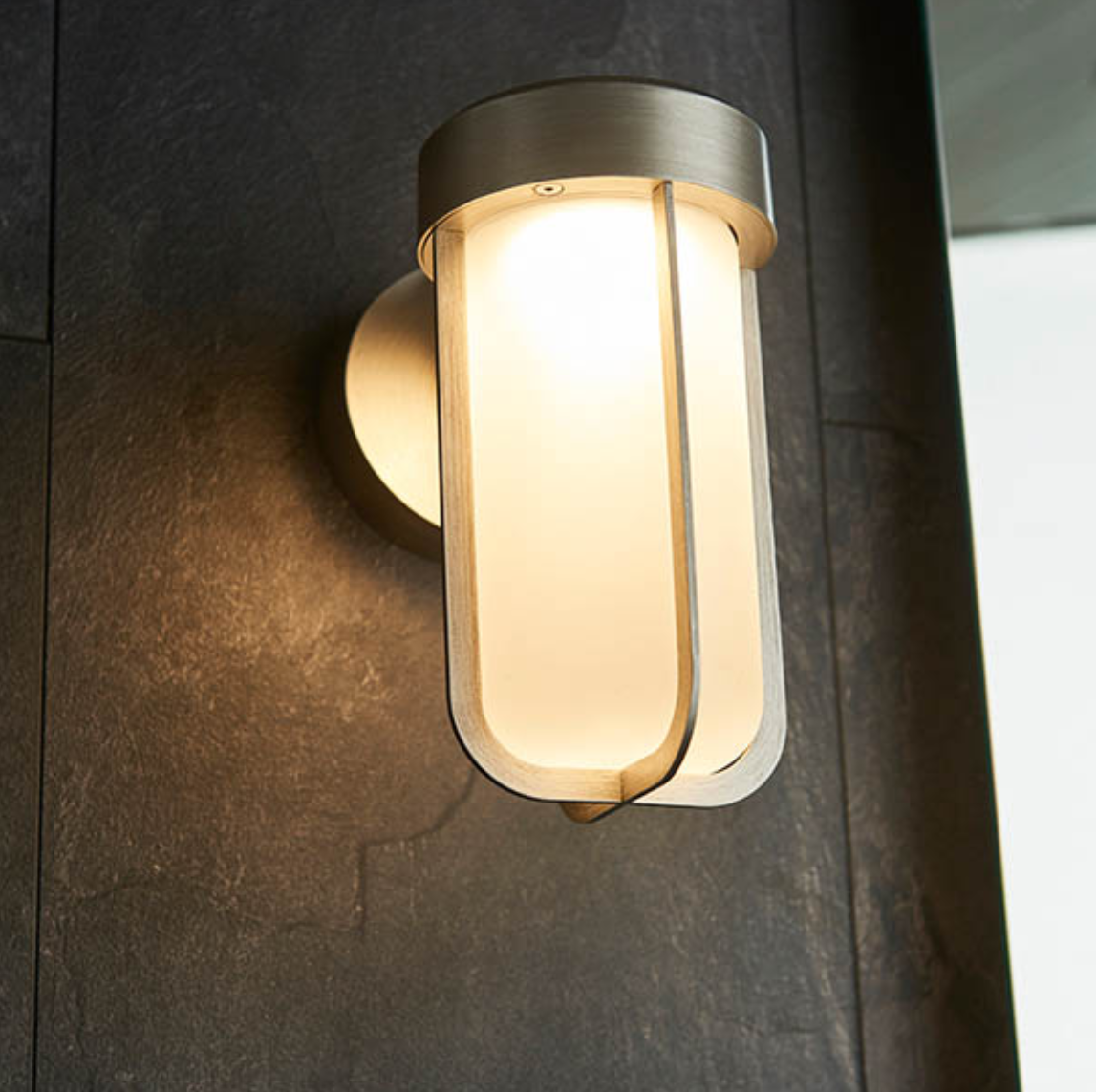 Vesilo Lighting Nautical Outdoor IP44 Brushed Silver & Glass LED Wall Light