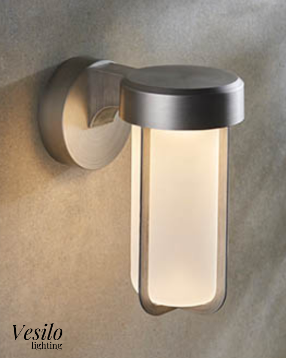 Vesilo Lighting Nautical Outdoor IP44 Brushed Silver & Glass LED Wall Light
