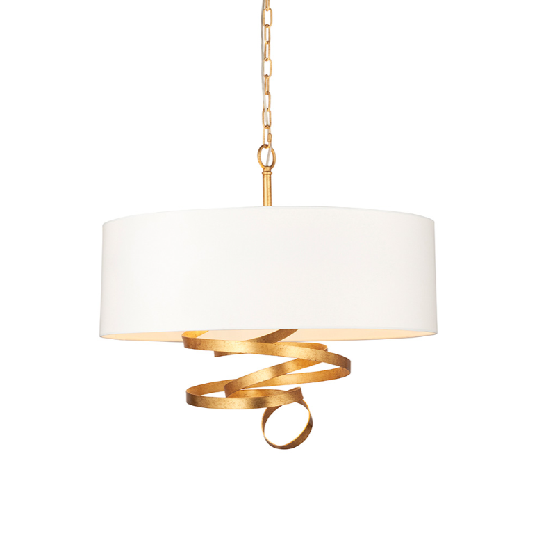 Vesilo Lighting Ribbon Gold Pendant with Ivory Shade