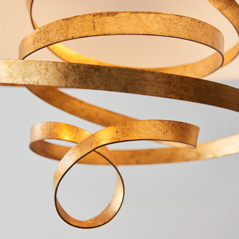 Vesilo Lighting Ribbon Gold Pendant with Ivory Shade