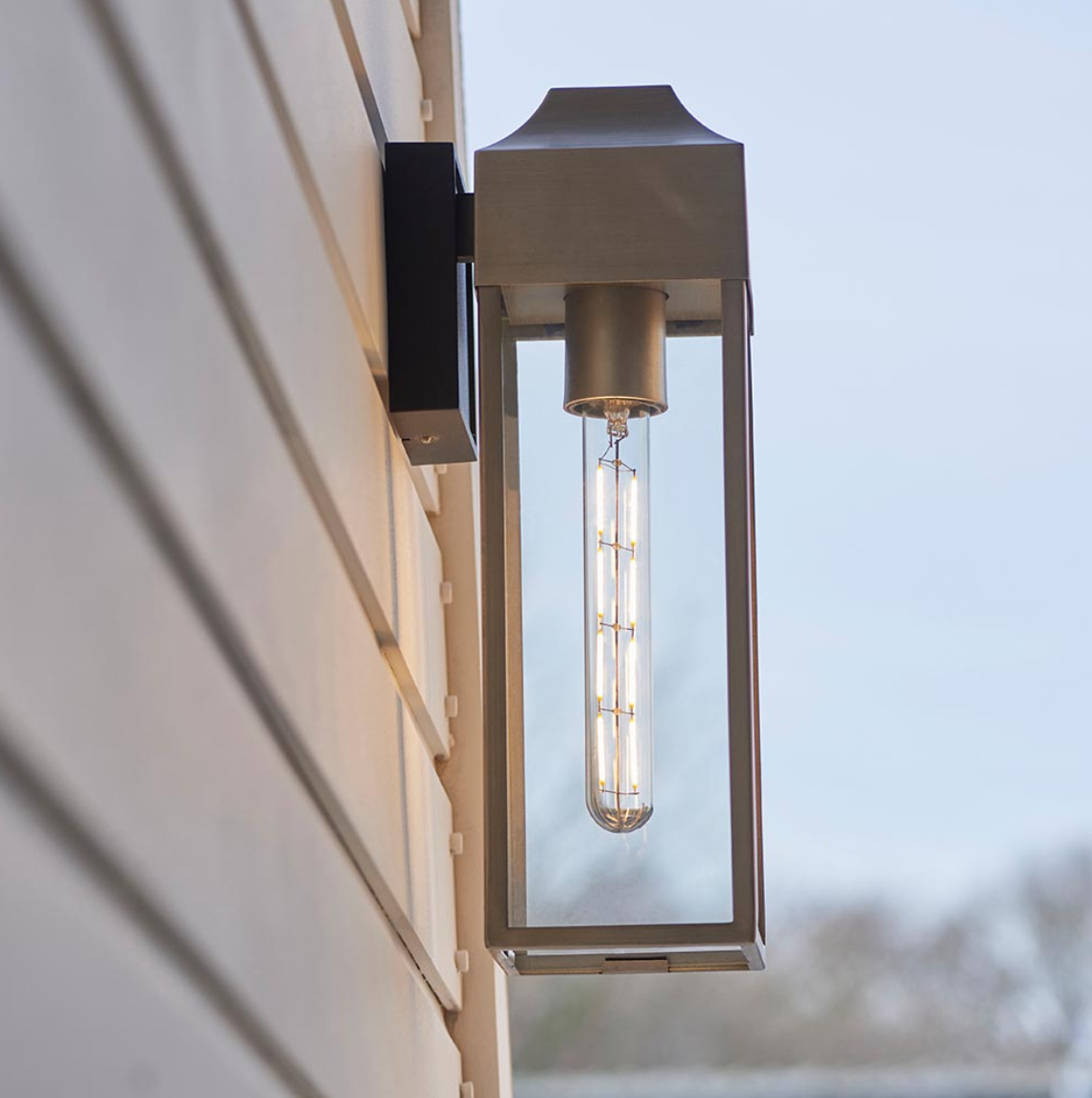 Vesilo Lighting Classic Pewter & Clear Glass Rectangle Wall Light