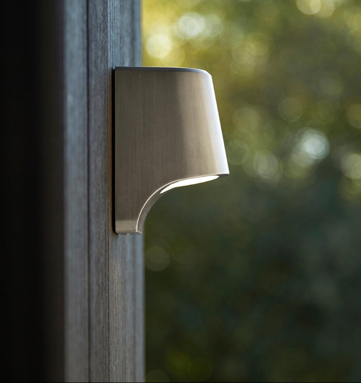 Vesilo Lighting Shell Outdoor IP44 Pewter & Frosted Glass LED Wall Light