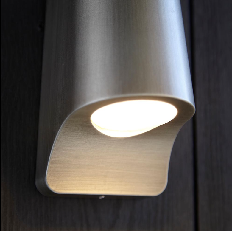 Vesilo Lighting Shell Outdoor IP44 Pewter & Frosted Glass LED Wall Light