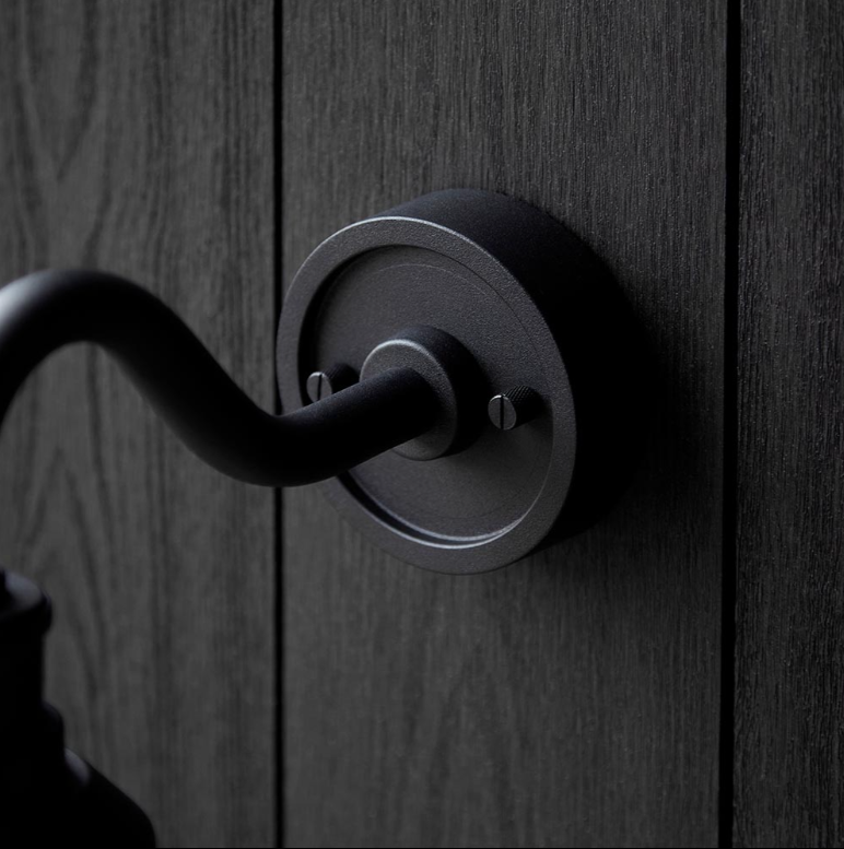 Vesilo Lighting Finesse Outdoor Textured Black IP44 Curved Arm Clear Glass Wall Light