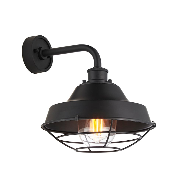 Vesilo Lighting Stark Textured Black Outdoor IP44 Caged Wall Light