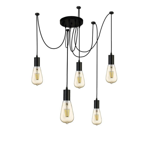 Searchlight Squiggle Black 5 Light Metal & Cable Pendant