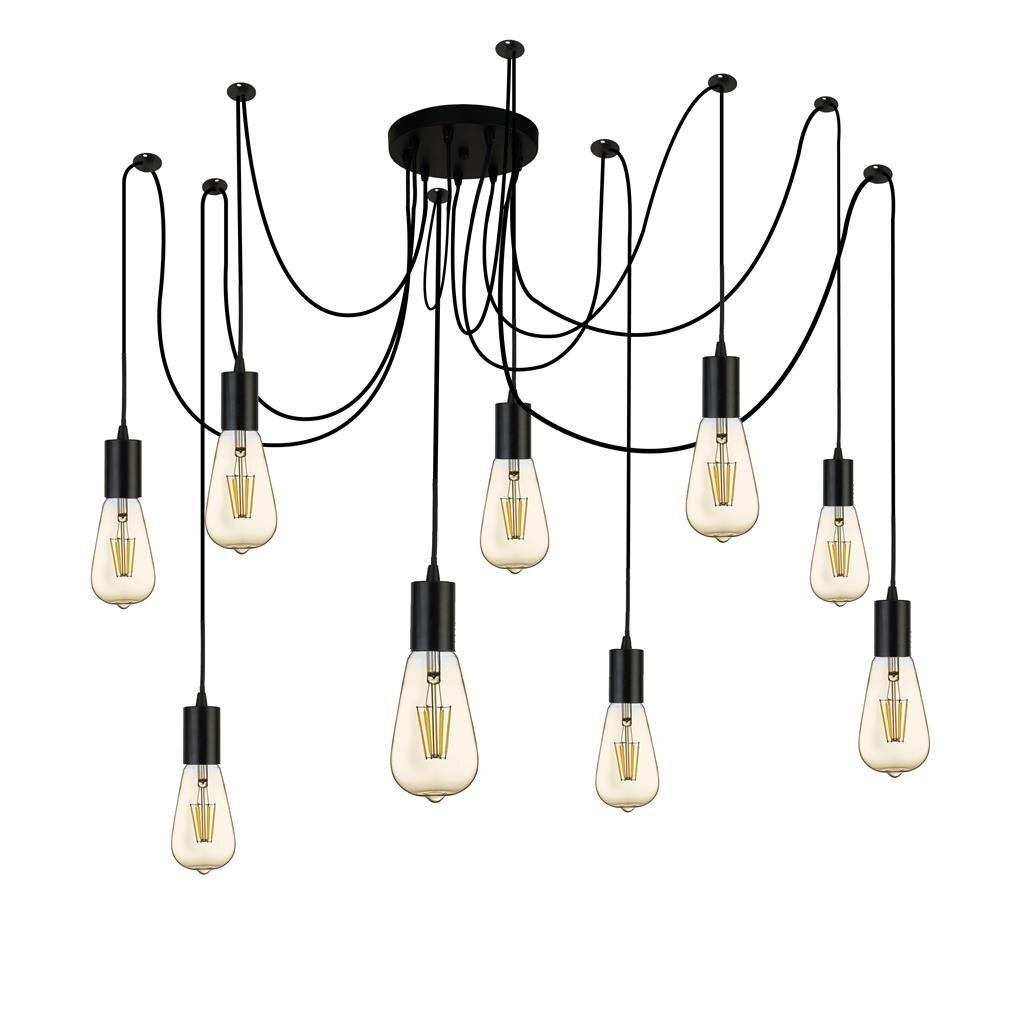 Searchlight Squiggle Black 9lt Metal & Cable Pendant