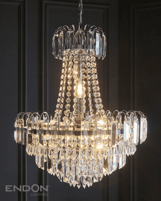 Endon Amadis Chrome & Faceted Glass 6 Light Chandelier