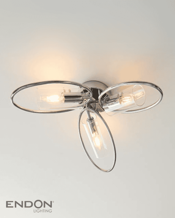 Endon Amari 3 Light Chrome Semi Flush