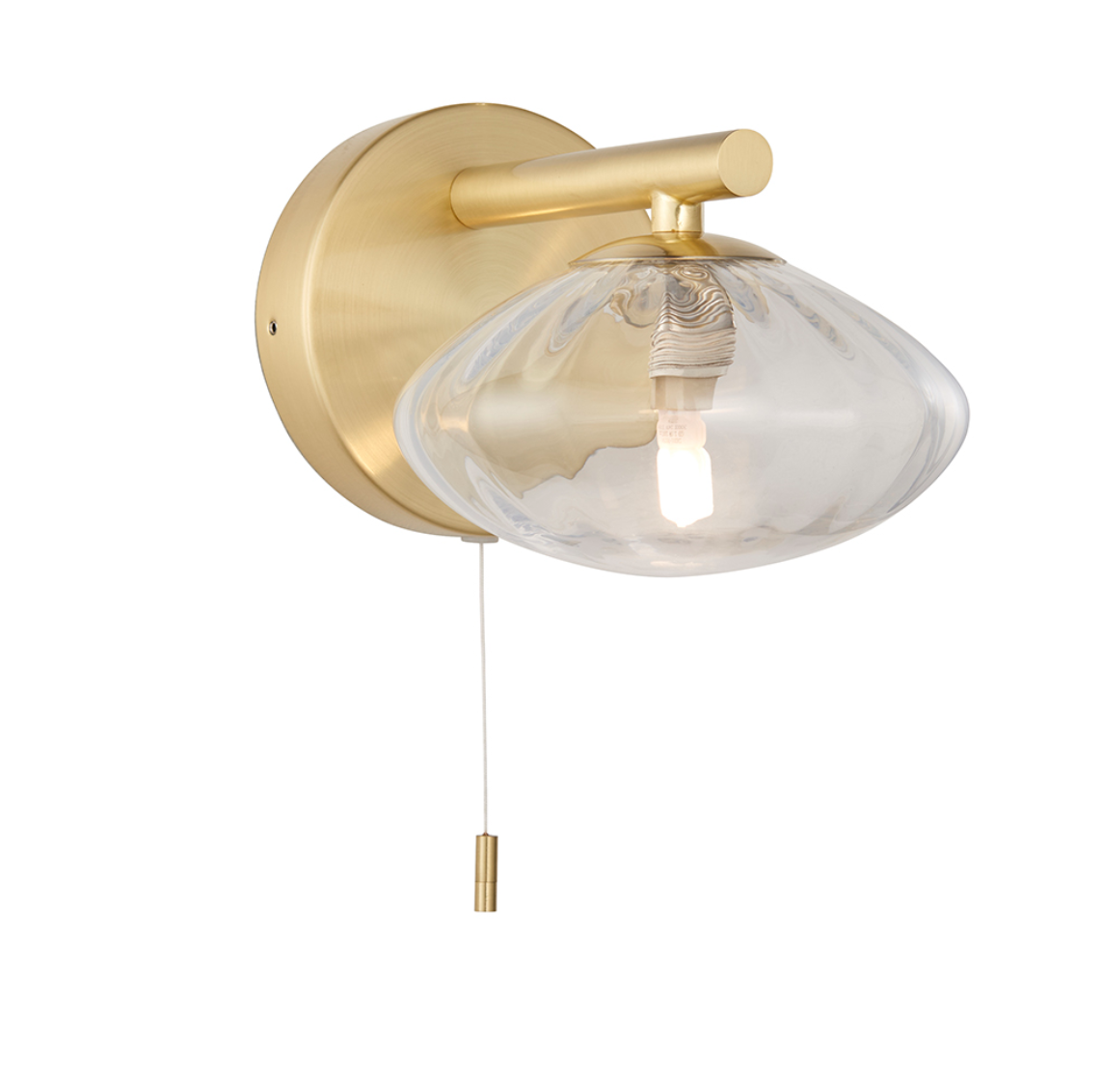 Vesilo Lighting Jewel Bathroom IP44 Brushed Gold & Ribbed Glass Wall Light