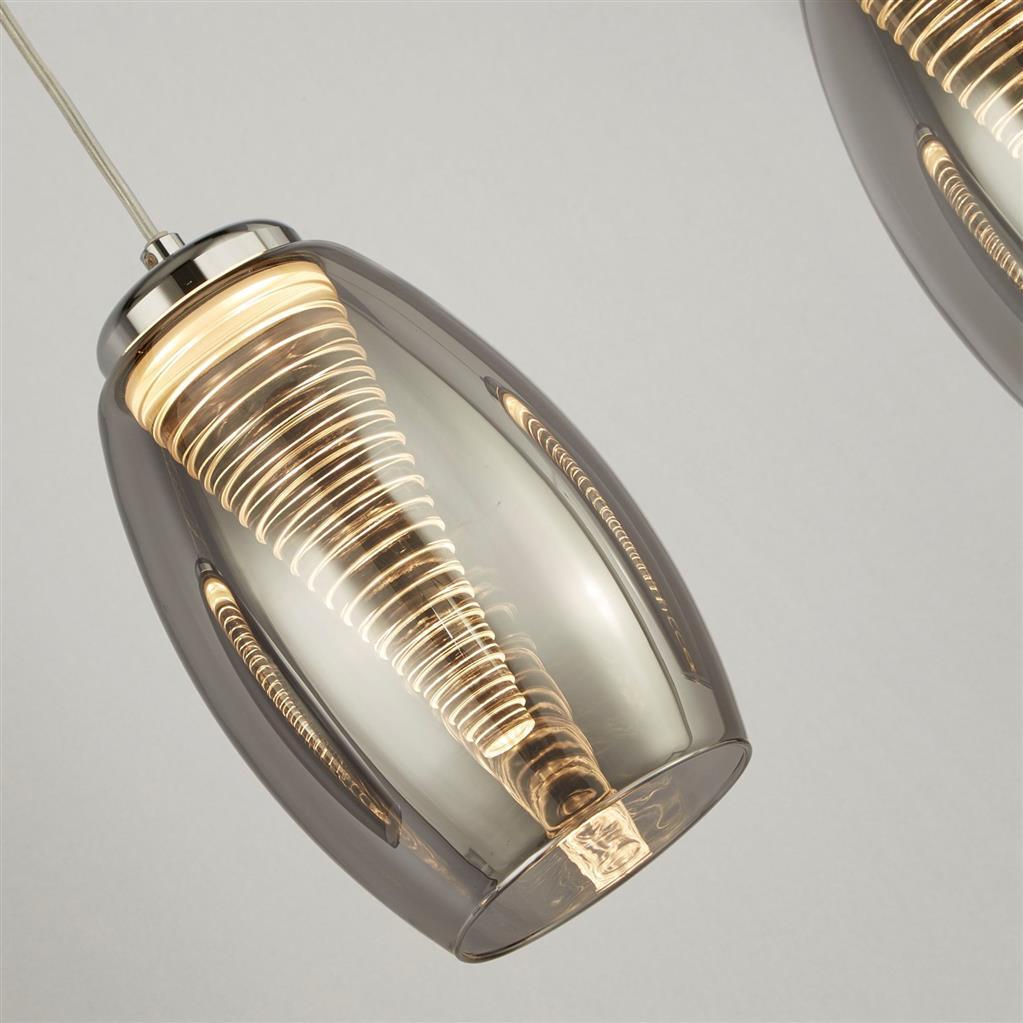 Searchlight Cyclone 4 Light LED Smoked Glass & Metal Bar Pendant