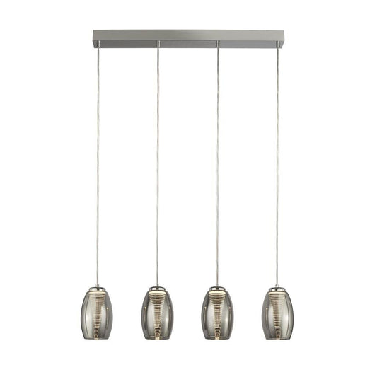 Searchlight Cyclone 4 Light LED Smoked Glass & Metal Bar Pendant