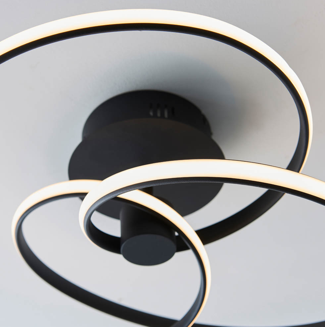 Endon Dune LED Spiral Black & White Semi Flush
