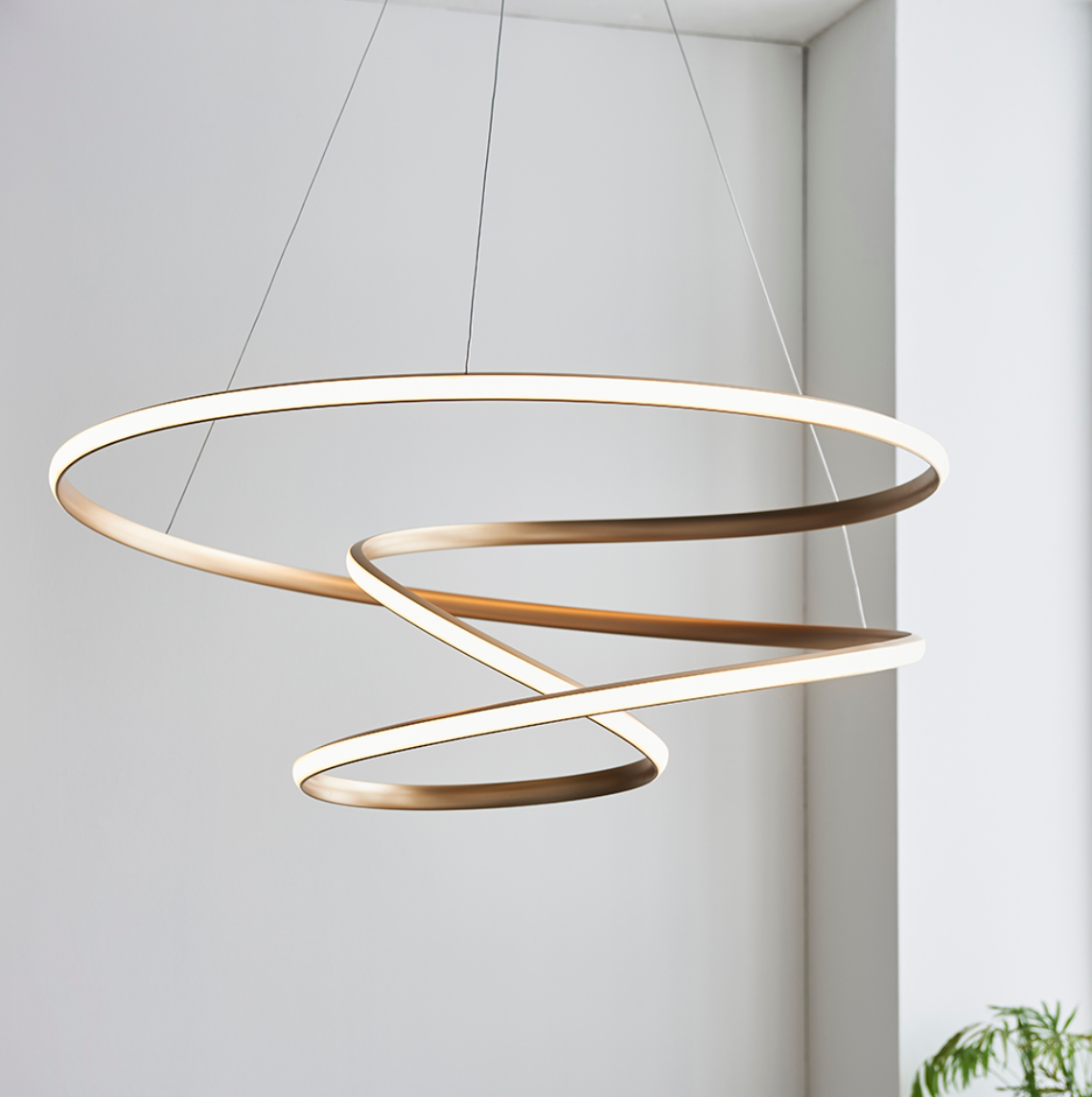 Vesilo Lighting Spiral Large Gold LED Pendant