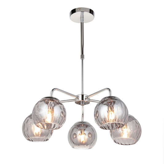 Endon Dimple 5 Light Chrome & Smoked Glass Pendant