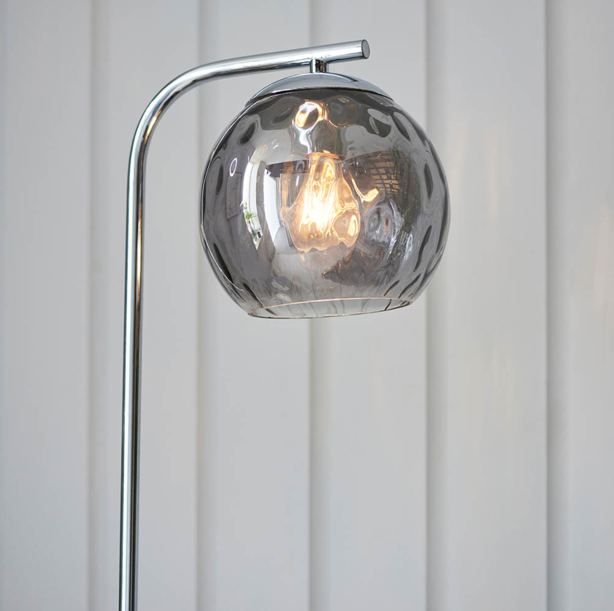 Endon Dimple Chrome & Smoked Glass Floor Lamp