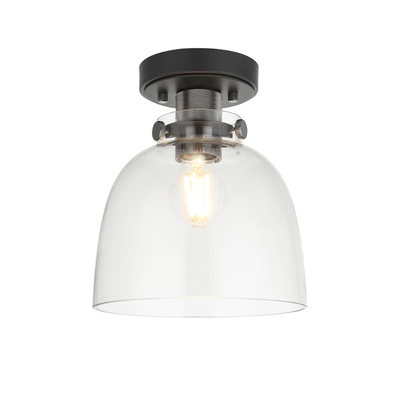 Vesilo Lighting Ink Black Chrome & Tinted Glass Flush