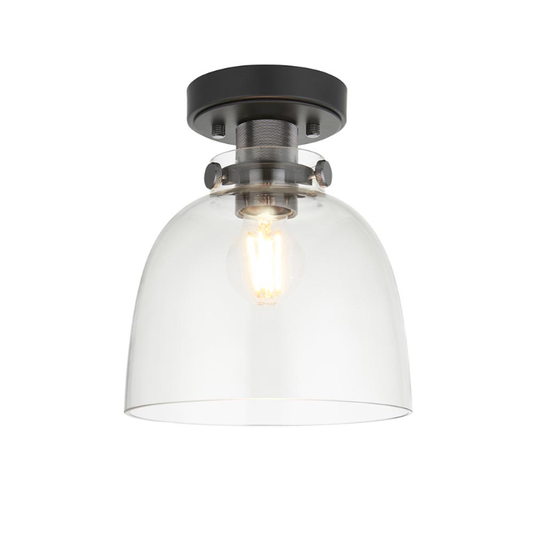 Vesilo Lighting Ink Black Chrome & Tinted Glass Flush