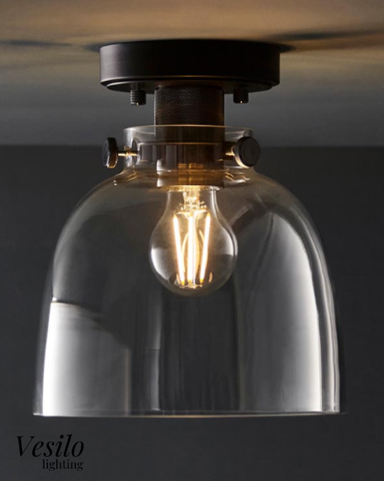 Vesilo Lighting Ink Black Chrome & Tinted Glass Flush