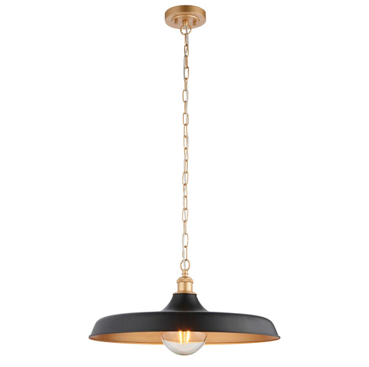 Vesilo Lighting Avant Matt Black & Satin Gold Mid Century Pendant