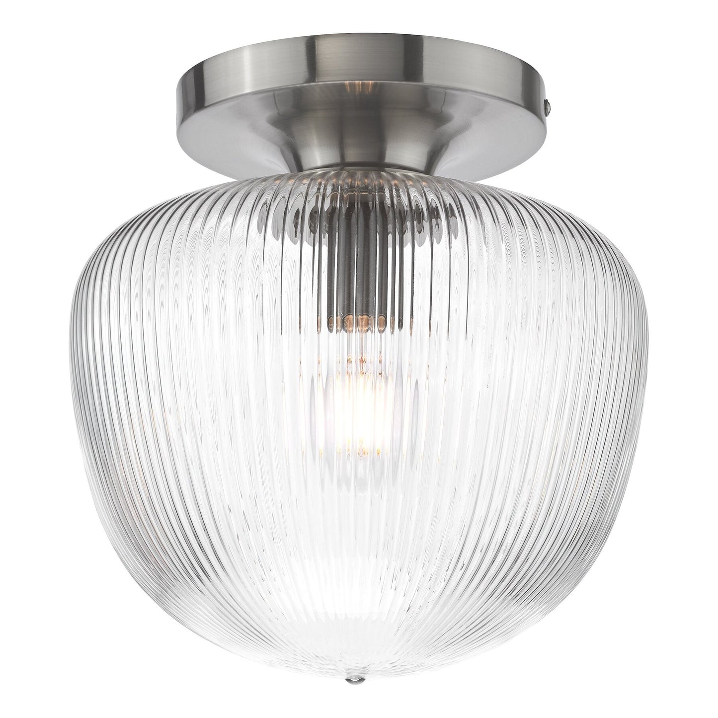Dar Lighting Abrielle Polished Nickel & Ribbed Glass Flush
