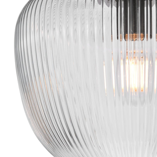 Dar Lighting Abrielle Polished Nickel & Ribbed Glass Flush