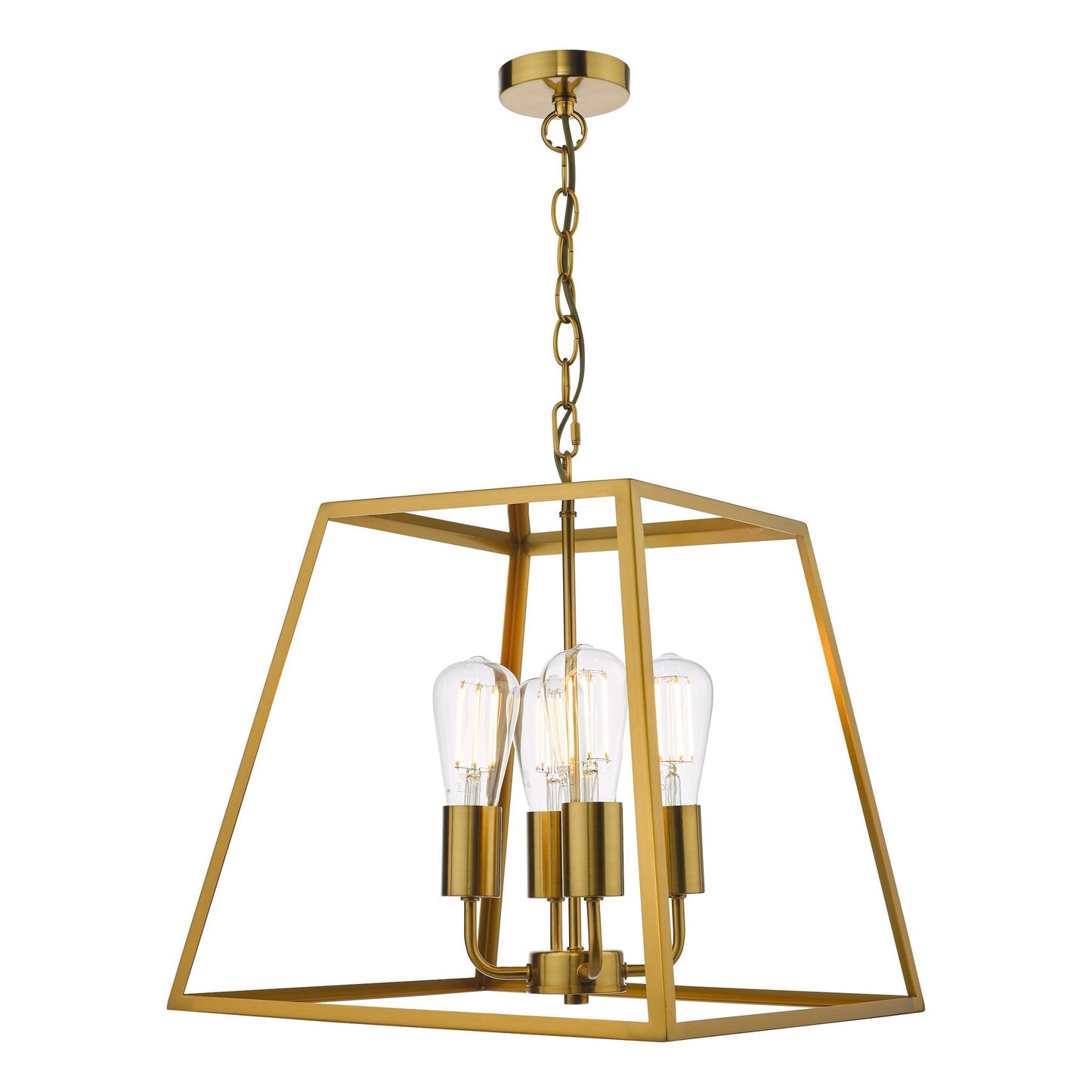 Dar Lighting Academy 4 Light Natural Brass Lantern