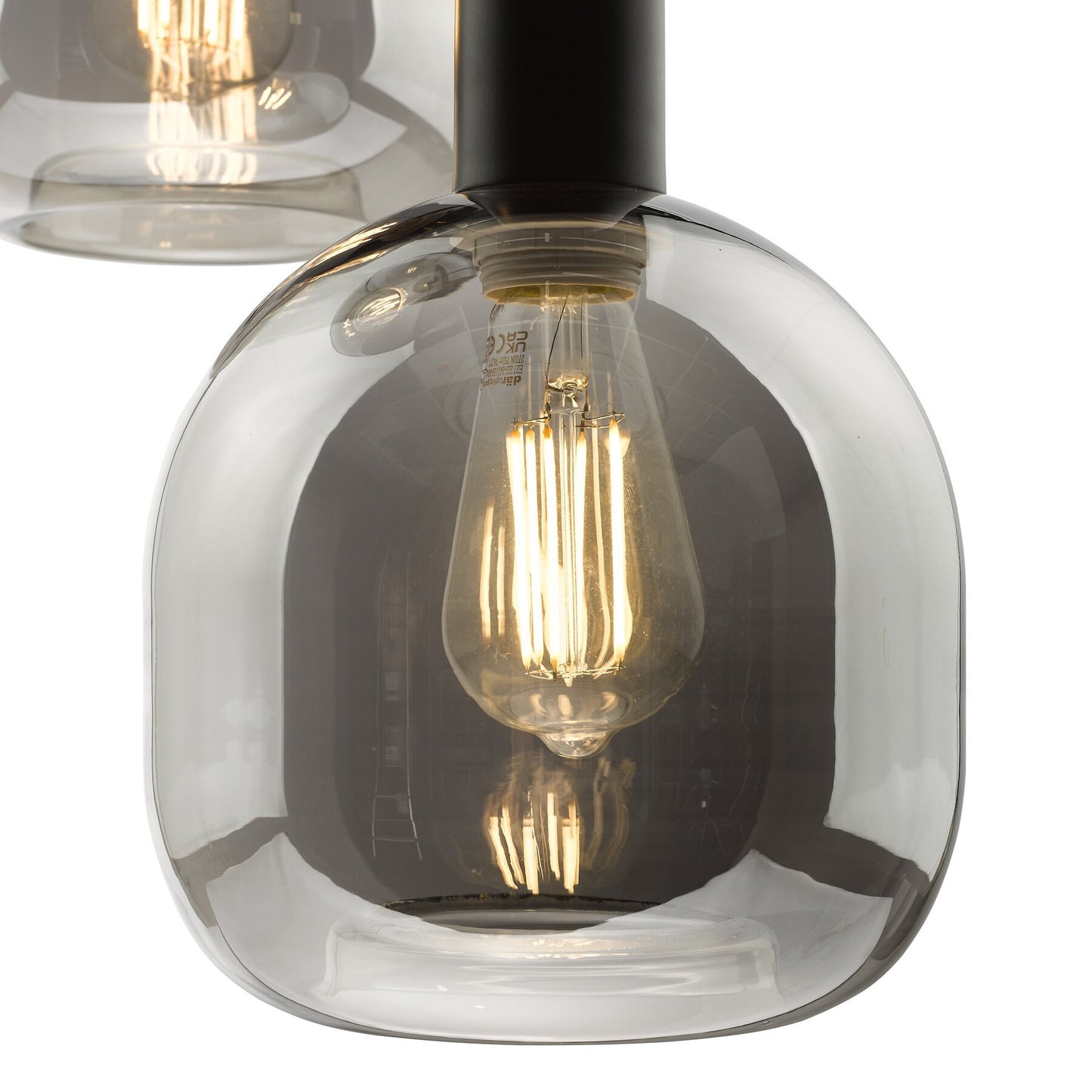 Dar Lighting Aiden 3 Light Satin Black & Smoked Cluster Pendant