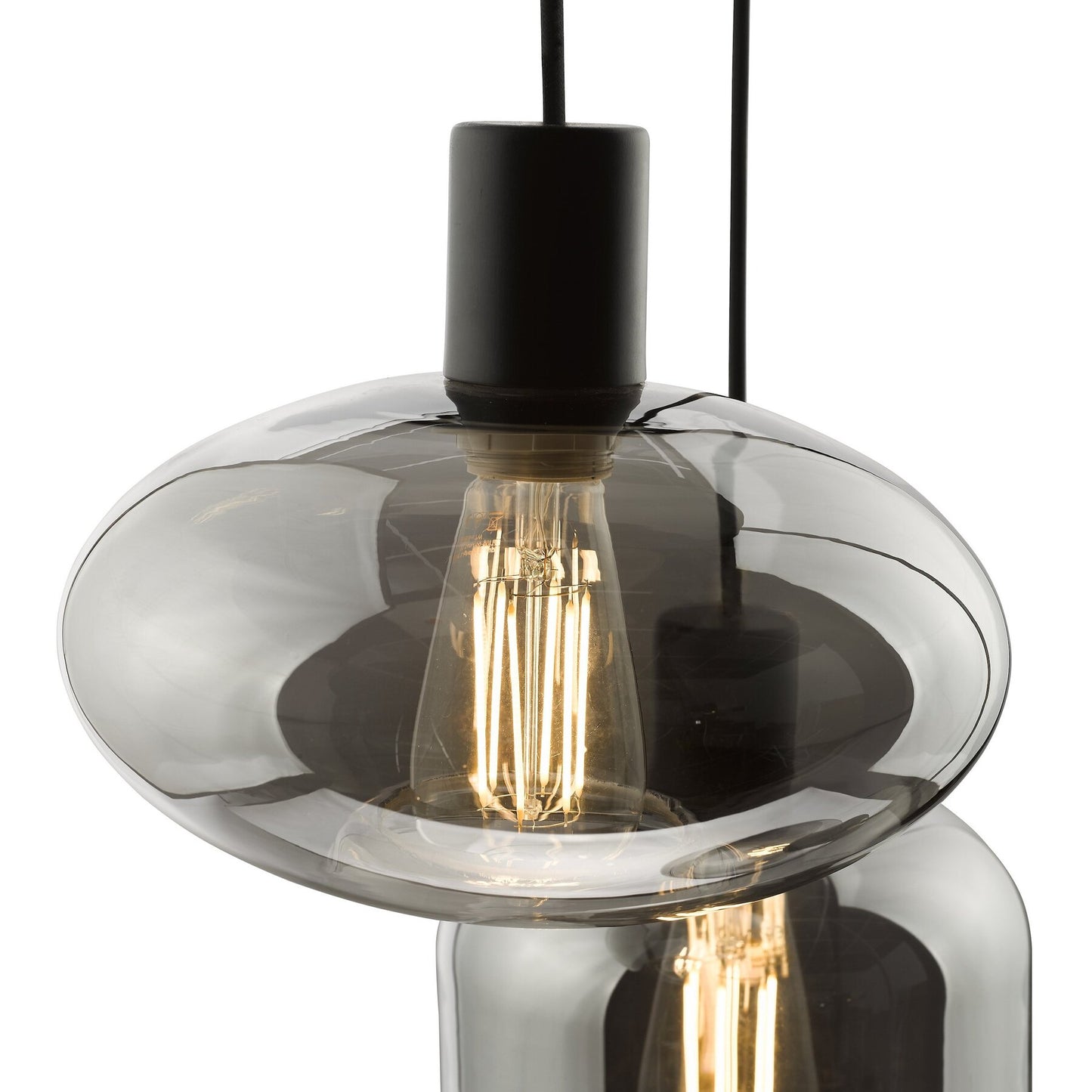 Dar Lighting Aiden 3 Light Satin Black & Smoked Cluster Pendant