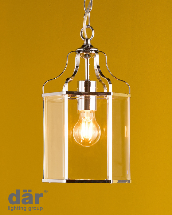 Dar Lighting Aled Polished Chrome & Glass Pendant