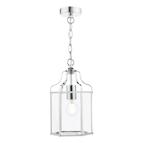 Dar Lighting Aled Polished Chrome & Glass Pendant