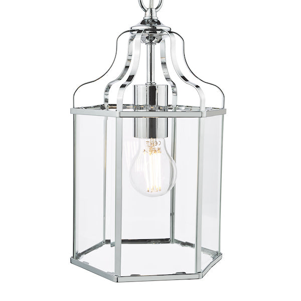 Dar Lighting Aled Polished Chrome & Glass Pendant