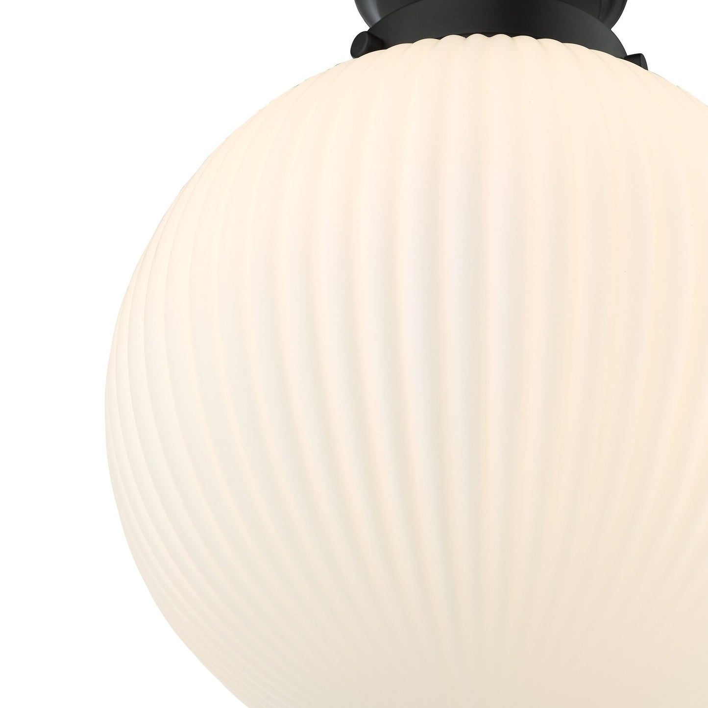 Dar Lighting Alrik Bathroom IP44 Matt Black & Opal Glass Flush