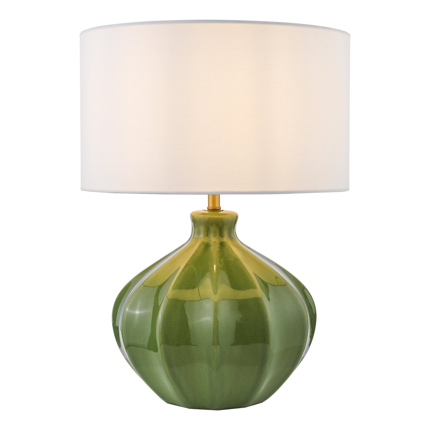Dar Lighting Amrita Ceramic Green & Antique Brass Table Lamp With Shade