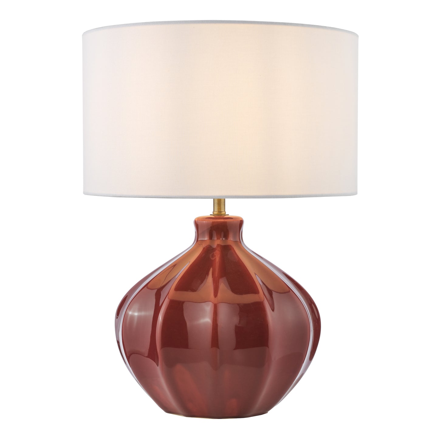Dar Lighting Amrita Ceramic Red & Antique Brass Table Lamp With Shade