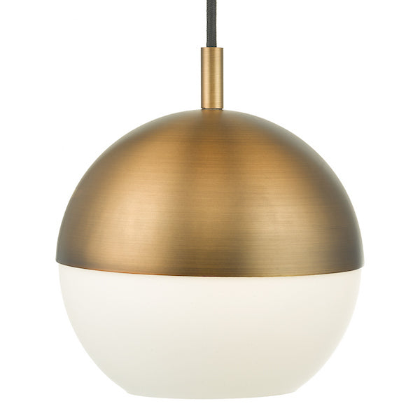 Dar Lighting Andre Aged Brass & Opal Glass Pendant