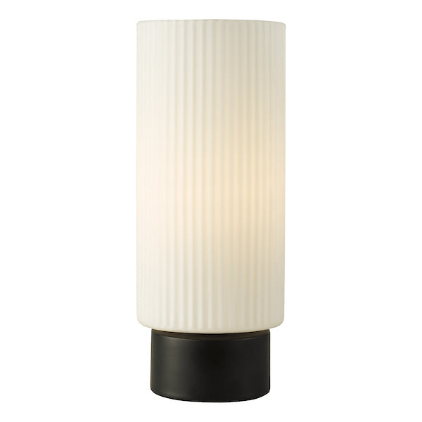 Dar Lighting Aneska Matt Black & Opal Glass Table Lamp